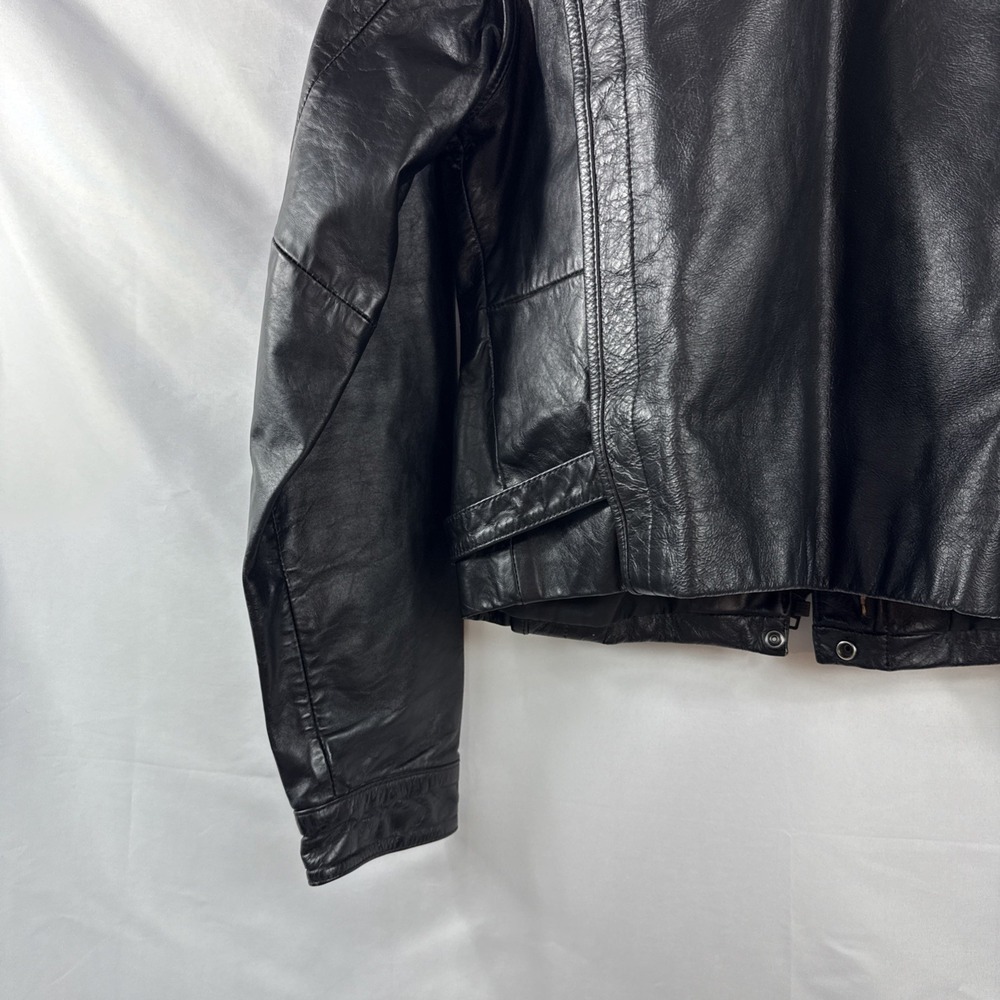 Vintage Bikercore Wilson's Black Leather Jacket Adjustable waist Pit -Pit = 18" - Picture 9 of 12